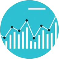 Digital Marketing graphs with results increasing on blue background