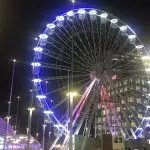 Birmingham Christmas wheel lit up at night