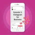 Mobile phone with Instagram for business, on pink background