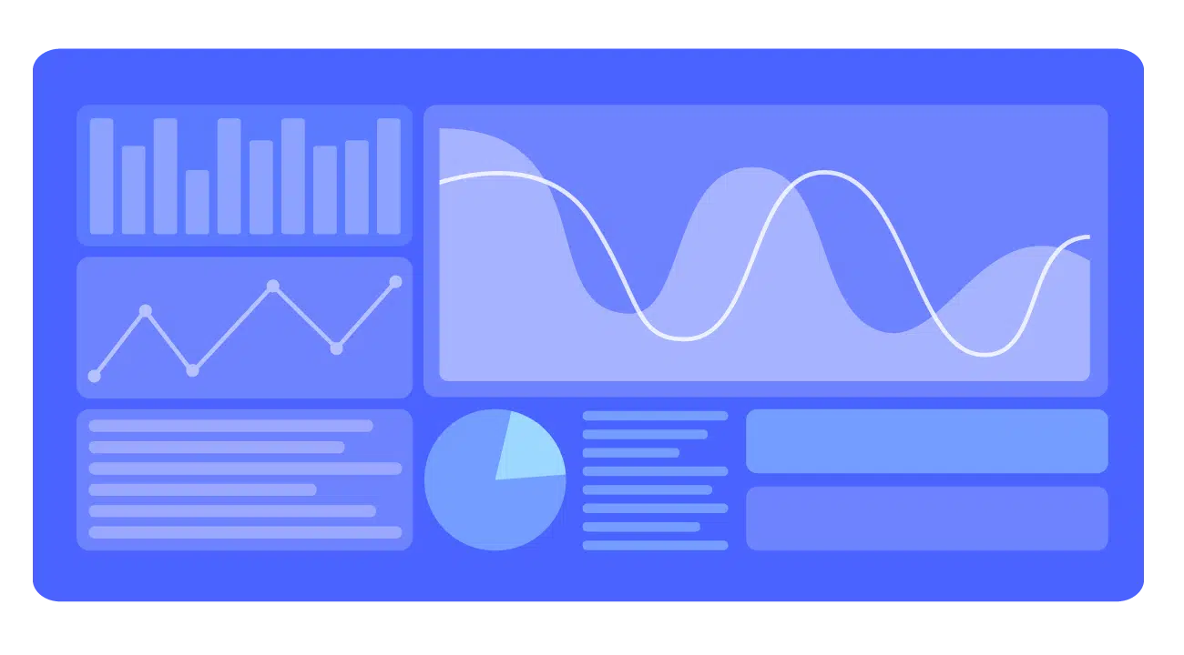 Purple email statistics and graphs and charts